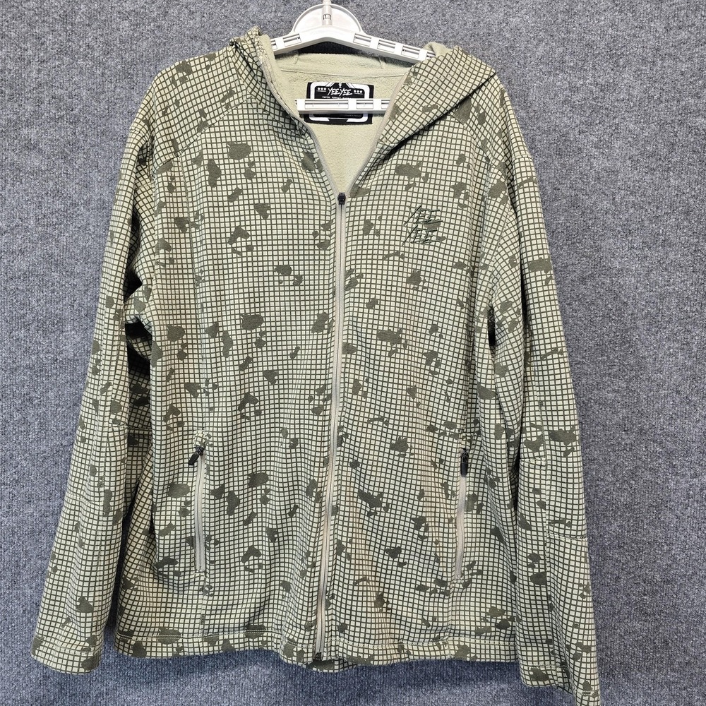 Yee Yee Hoodie Mens XL Green Camo Full Zip Fleece Lined Outdoor Hunting Jacket